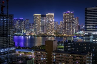 Tokyo night view seen from the Toyosu. Shooting Location: Tokyo metropolitan area