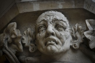 Rostro tallado en las columnas de Sukiennice, Rynek G?ówny, plaza del mercado, Cracovia, voivodato
