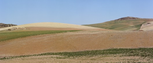 Barren dry hills, graphic panorama, Andalusia, Spain, Europe