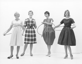 In the 1950s. Women Hula hooping. A craze that culminated during 1958 with some 20 million hula