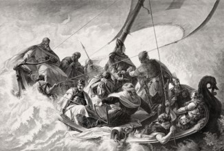 The legend of Charlemagne as a crusader in a boat to Jerusalem