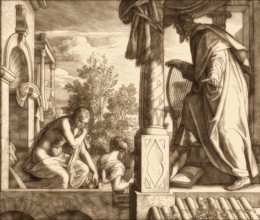 Bathsheba bathing watched by David, Old Testament, by Julius Schnorr von Carolsfeld