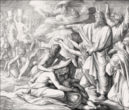 Manna and Water from the Rock, Old Testament, by Julius Schnorr von Carolsfeld, 1860