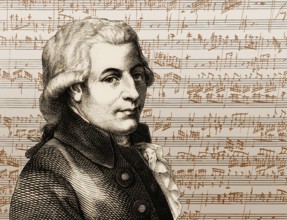 Wolfgang Amadeus Mozart, 1756 – 1791, composer of classical music, First Viennese School, notesheet