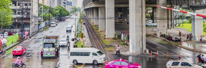 Bangkok Thailand 22. Mai 2018 Cityscape at the Makkasan station Airport rail link Ratchthewi