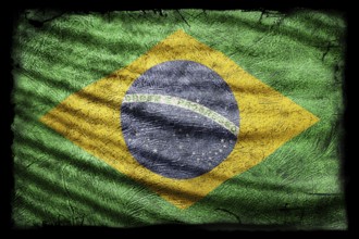 Brazil Flag, Grunge Texture Background