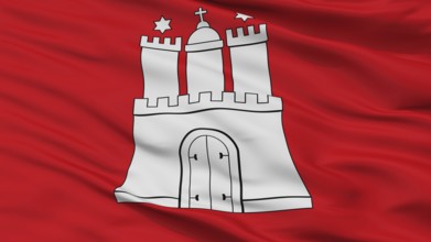 Hamburg City Flag, Country Germany, Closeup View, 3D Rendering