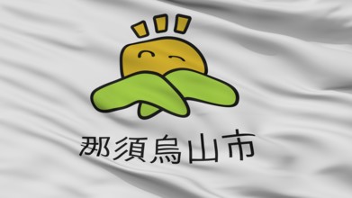 Nasukarasuyama City Flag, Country Japan, Tochigi Prefecture, Closeup View, 3D Rendering