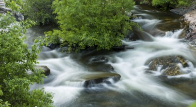 A slow shutter speed creates the feel of rushing water over rocks