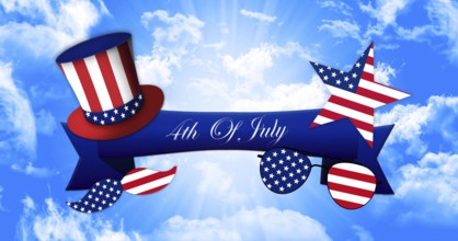 Happy 4th of July. Glasses and Mustache Design of the American Flag With Hat of Uncle Sam and