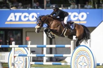 Sameh El Dahabn of Great Britain and riding WKD Toronto compete in the first round of the 1.60m