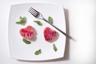 Fruits of summer Presentation of watermelon Servings a heart shape