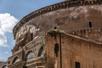 Rome, Italy, August 18, 2016: Outdoor view of Pantheon of Agripa in Rome a sunny summer day. The