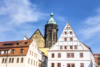 Die Altstadt von Pirna mit der Stadtkirche St. Marien in Sachsen