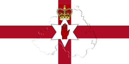 Northern Ireland Ulster Banner. Flag With Map On It 3D illustration