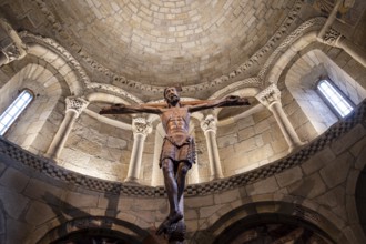 San Martín de Elines, sculpture of Jesus Christ on the apse, Valderredible region, Cantabria,