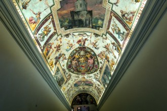 VATICAN CITY, VATICAN, JUNE 12, 2015 : interiors and architectural details of Raphael rooms in