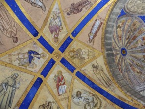 Evangelists and the eight hermitages of Artziniega, 20th century mural painting, Parish Church of