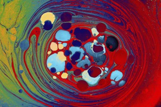 Beautiful abstract art of Ebru marbling painting techniques on water with paints