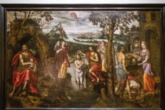 Preaching in the desert, baptism of Christ and beheading of Saint John the Baptist, 16th century,