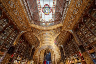 Porto, Portugal, February 7, 2023 : Interior of Lello Bookstore one of the most beautiful