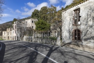 Lost place, abandoned houses and ruins in the ghost village, Gairo Vecchio, Gairo, Ogliastra,