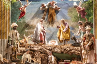 VENARIA REALE, ITALY, Circa January 2022: Italian crib, named presepe, with nativity. Traditional