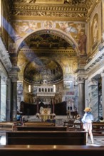 Rome, Italy, August 18, 2016: Interior view of church of Santa Maria in Trastevere. It is a titular