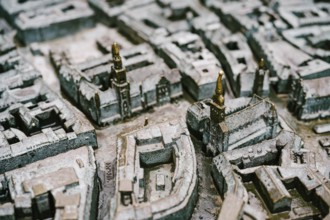 Munich, GERMANY - 9 MARCH 2018: Munich bronze miniature 3D map. Bronze map, model of the city.