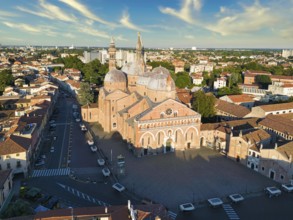Padua, Veneto, Italy. Basilica of Saint Anthony of Padua. Aerial shot with drone of the historic