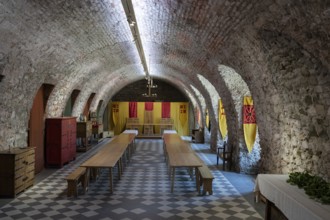 Castle of Foix dinning room, 10th century, Foix, department of Ariège, Occitanie, Pyrenean mountain