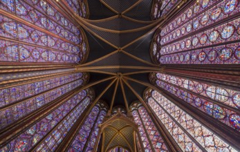 PARIS, FRANCE ?FEBRUARY 05, 2014: Interiors and architectural details of the Sainte Chapelle, built