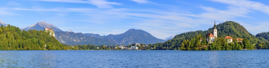 Panoramic view of Lake Bled, a popular tourist destination in Slovenia