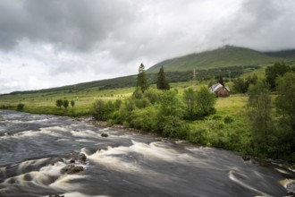 The bridge of orchy river in Argyll and Bute in the central highlands of Scotland, United Kingdom.