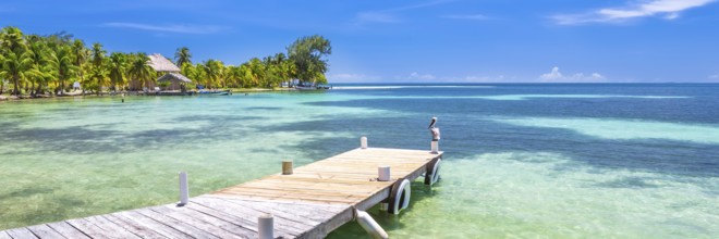 Belize, a tropical paradise in Central America. Web banner in panoramic view, Central America