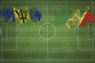 Barbados vs Congo Soccer Match, national colors, national flags, soccer field, football game,