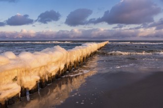 Groyne on the Baltic coast near Zingst in winter