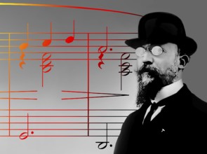Erik Satie, 1866 – 1925, a French composer and pianist, notesheet for Gymnopédie No. 1, digitally