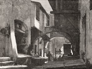 Old Roman Fish Market, La Pescheria, via del Portico d'Ottavia, Rome, Jewish Ghetto, Italy, 19th