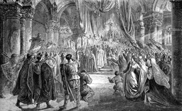 Pope Saint Leo III crowning Charlemagne Imperator Romanorum, on Christmas Evening 800