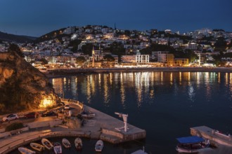 City Ulcinj in Montenegro at night.