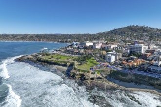 Aerial view of La Jolla cliffs and coastline, San Diego, California, USA, North America
