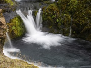 Small waterfalls in the Gjain Valley, South Iceland, Iceland, Europe
