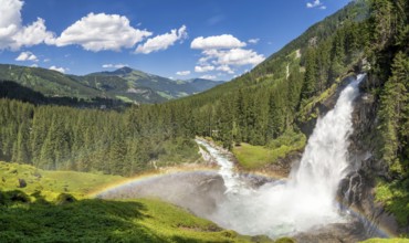 The lowest tier of the Krimml Waterfalls, Austria's highest waterfall in the High Tauern National
