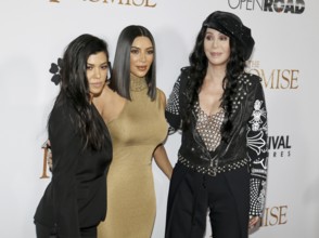 Kim Kardashian West, Kourtney Kardashian and Cher at the Los Angeles premiere of 'The Promise' held