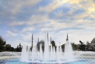 Sultanahmet mosque and fountain in istanbul turkey