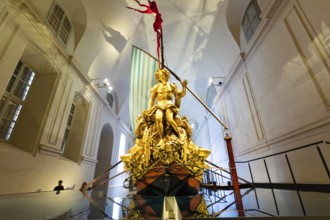 VENARIA REALE, ITALY, CIRCA MAY 2021: the Bucentaur (Bucintoro, 1729) . Antique Royal ship of