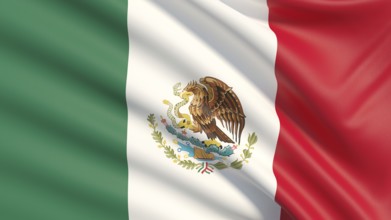 Flag of Mexico. Waved highly detailed fabric texture