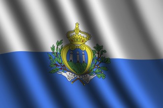 The San Marino flag flying in the wind