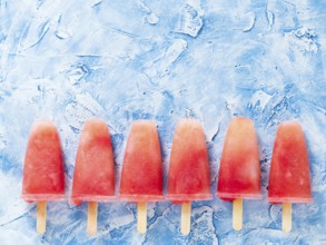 Top view of watermelon popsicles with copy space. Popsicle copyspace